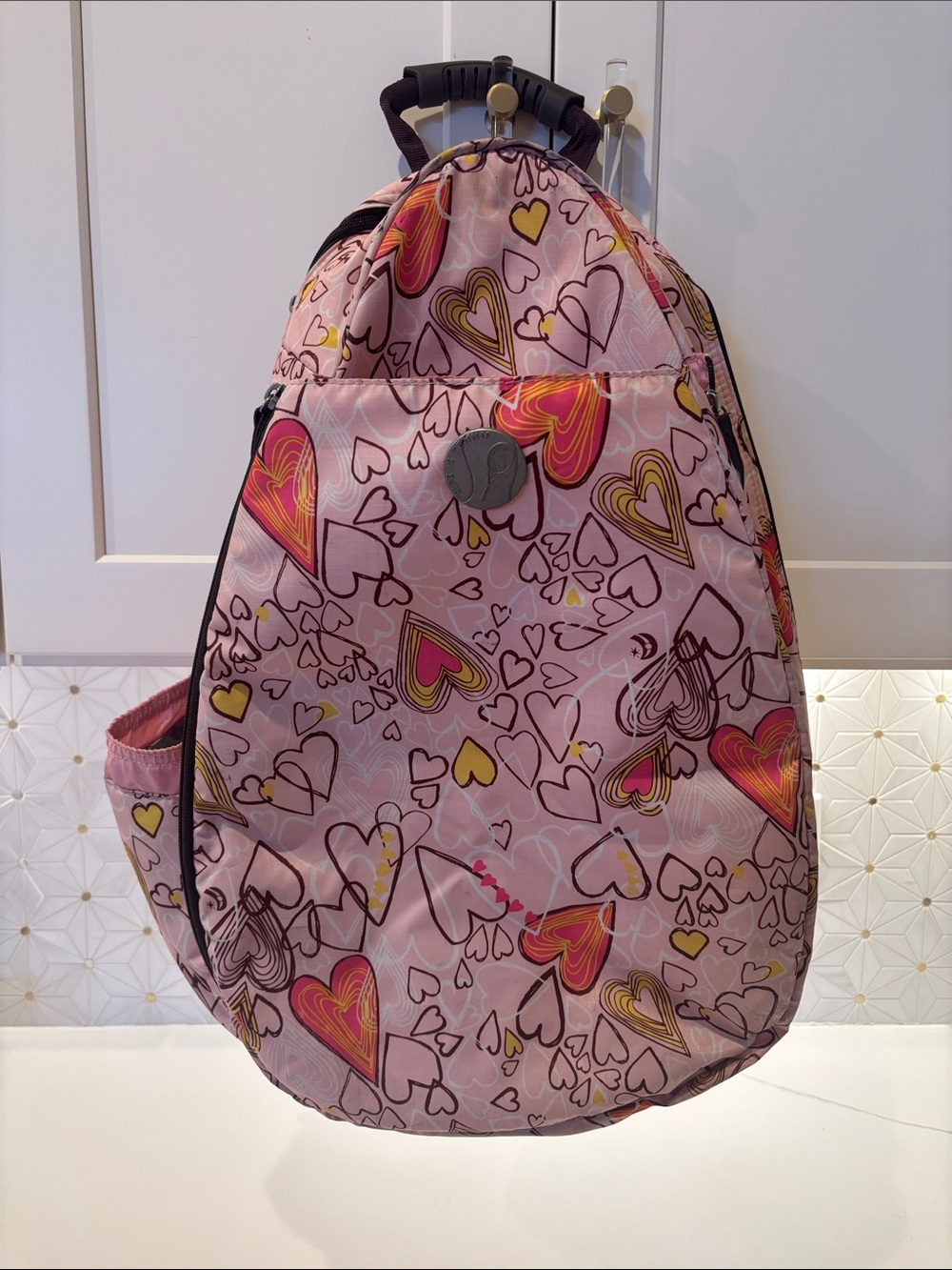 Pink Heart-Print Women's Backpack